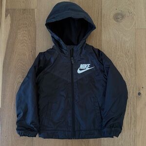 Nike Kids Black Hooded Windbreaker with White Logo